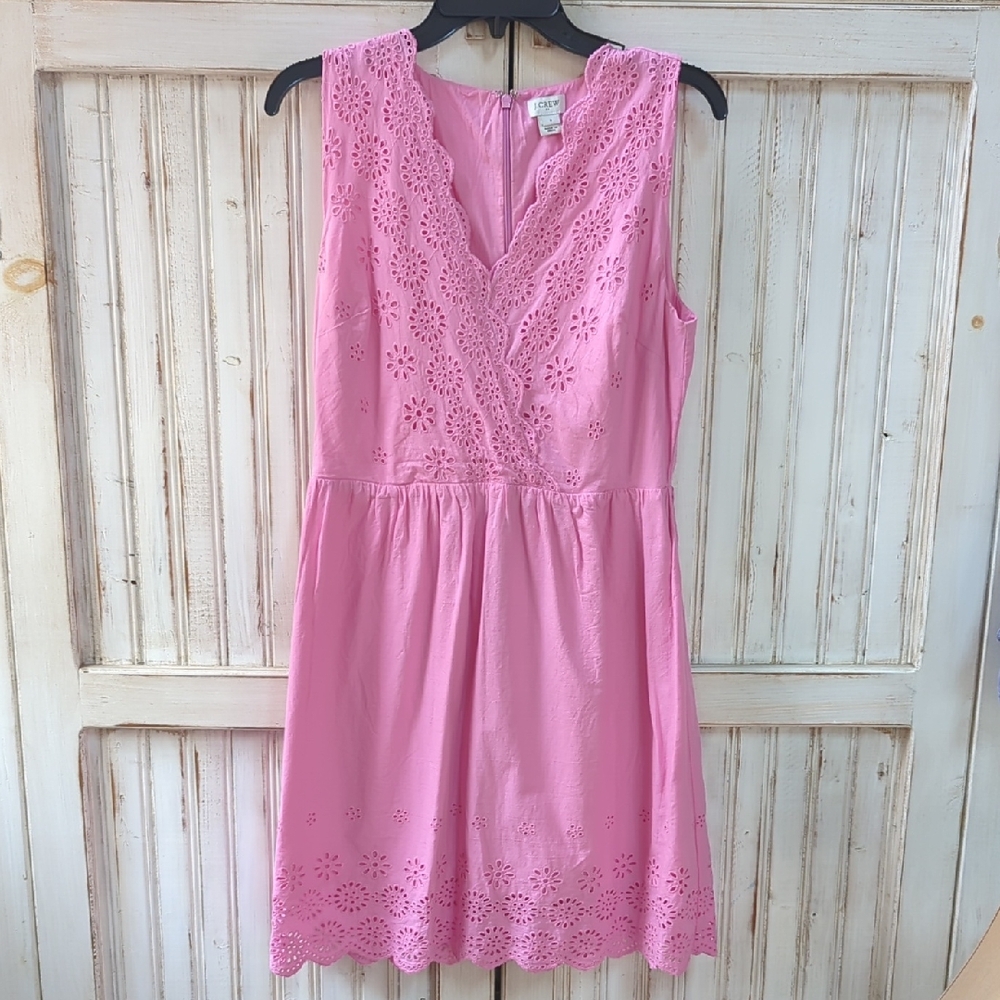 J. Crew, Pink cotton Eyelet Sleeveless Dress. Sz 8